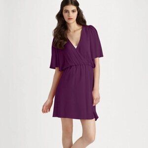 Alice + Olivia Casey Flutter Sleeve Dress Plum